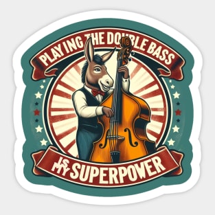 A funny donkey playing the double bass Sticker